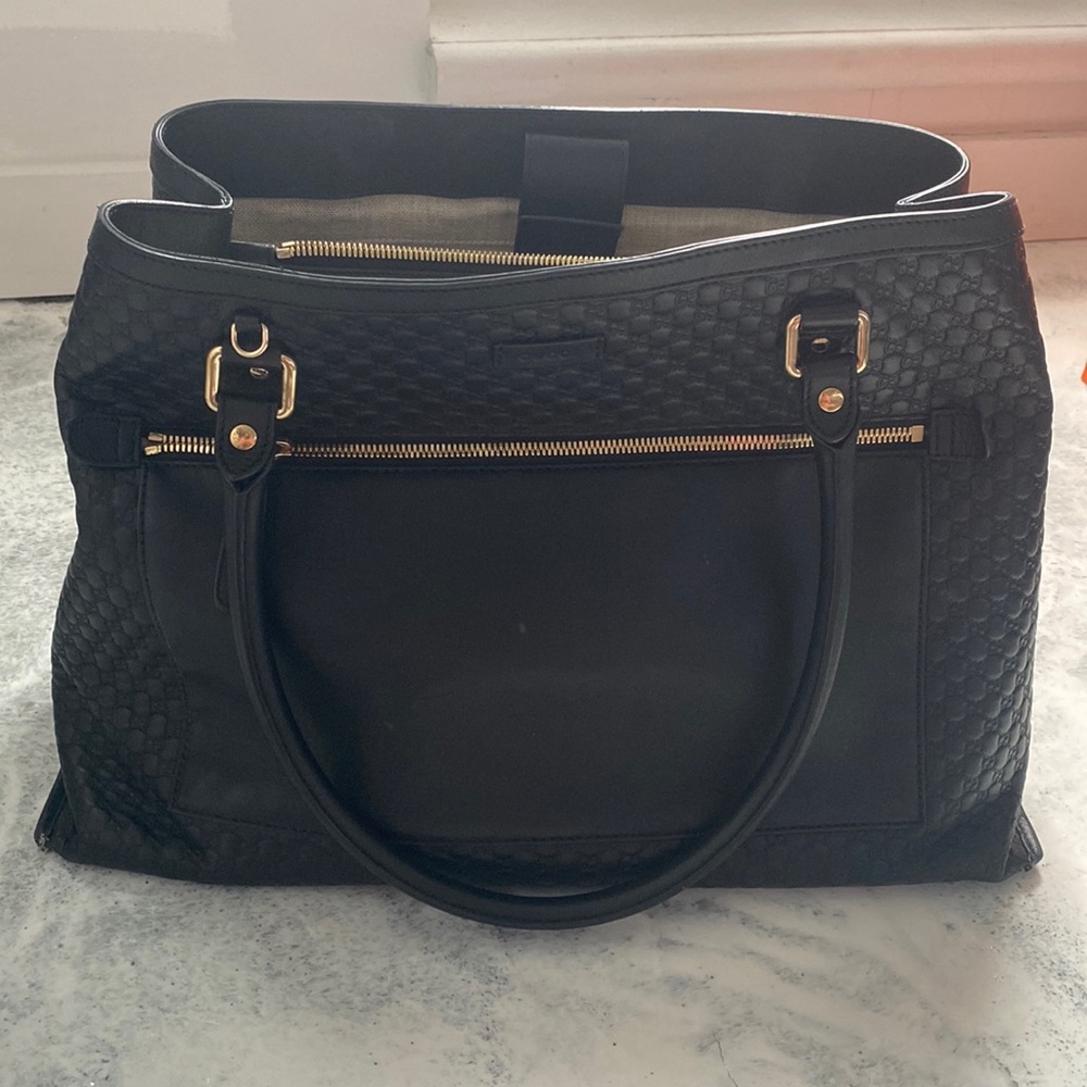 Gucci Guccissima Black Leather Tote Bag (Larger Size)